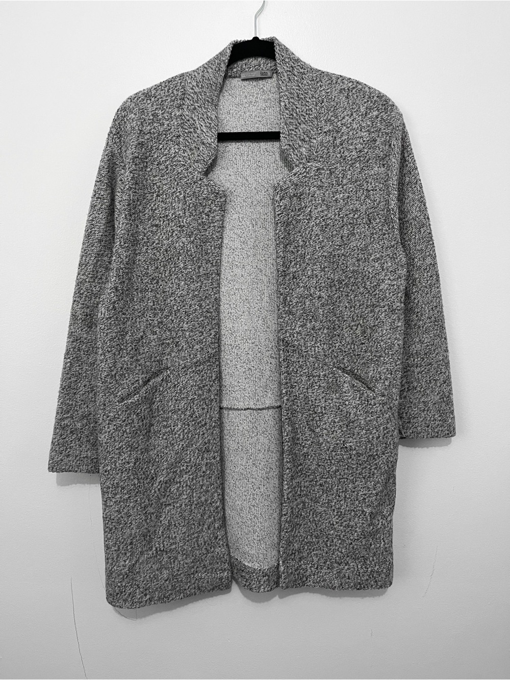 Zara Light Gray Open-Weave Knit Cardigan